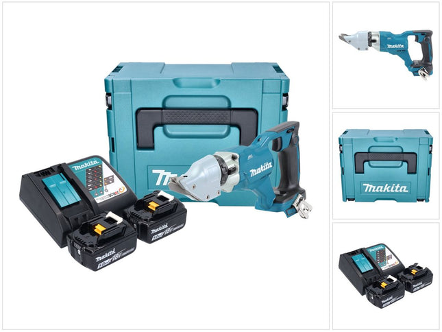 Makita DJS 200 RTJ cesoie per lamiera a batteria 18 V 2,0 mm senza spazzole + 2x batteria ricaricabile 5,0 Ah + caricabatterie + Makpac