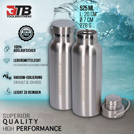 Toolbrothers Fan lunch box in valigetta rigida in acciaio inox 2 livelli coperchio in bambù 1340 ml + borraccia in acciaio inox 600 ml + posate multifunzione 4 in 1