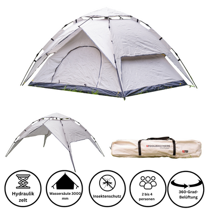 Toolbrothers Outdoor Camping Tent for 2-4 persons Dome Tent Hydraulic Tent Pop-Up Tent Waterproof, 2000-3000 mm water column