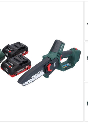 Metabo MS 18 LTX 15 scie sans fil 18 V 15 cm 5 m/s + 2x batterie 4,0 Ah + chargeur