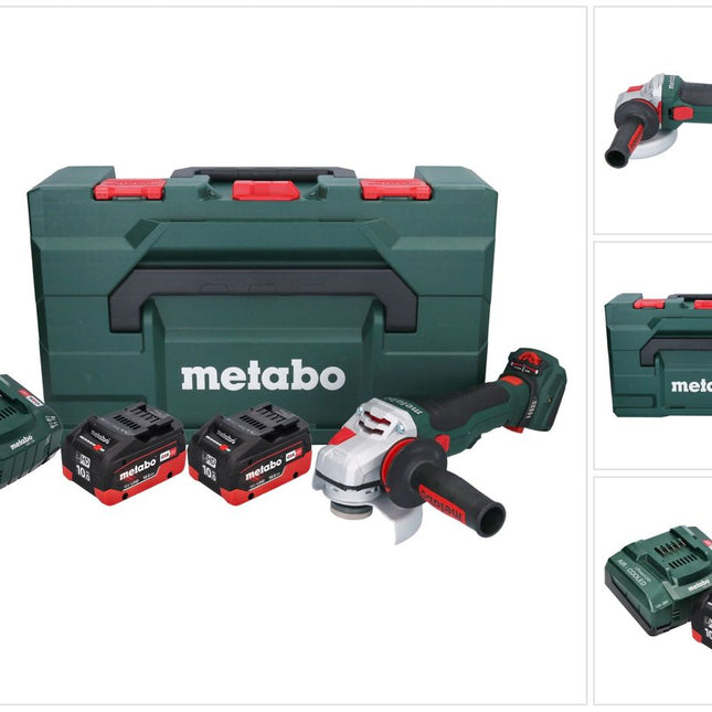 Metabo WVB 18 LTX BL 15-125 Quick Amoladora angular a batería 18 V 125 mm sin escobillas + 2 baterías de 10,0 Ah + cargador + metaBOX