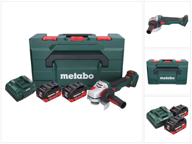 Metabo WVB 18 LTX BL 15-125 Quick Amoladora angular a batería 18 V 125 mm sin escobillas + 2 baterías de 10,0 Ah + cargador + metaBOX