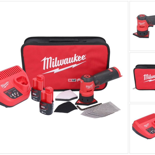 Amoladora puntual a batería Milwaukee M12 FDSS-202B 12 V 88,8 x 63,5 mm + 2x baterías 2,0 Ah + cargador