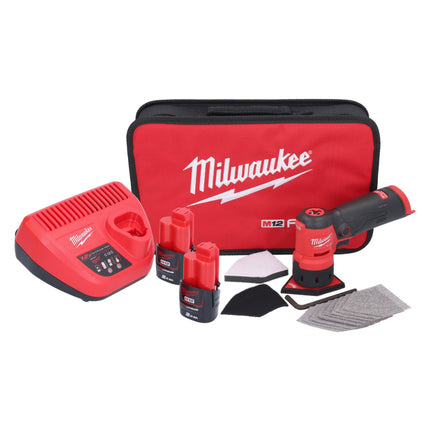 Amoladora puntual a batería Milwaukee M12 FDSS-202B 12 V 88,8 x 63,5 mm + 2x baterías 2,0 Ah + cargador