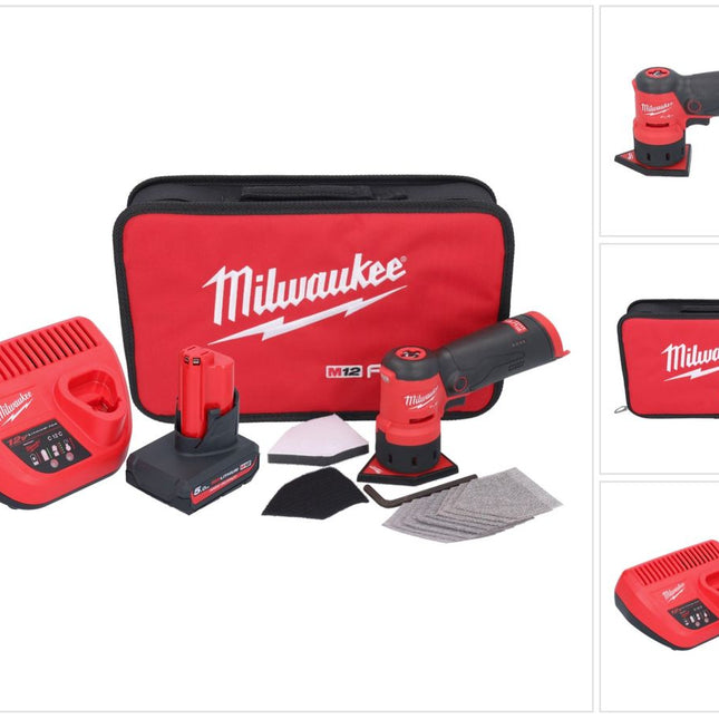 Amoladora puntual a batería Milwaukee M12 FDSS-501B 12 V 88,8 x 63,5 mm + 1x batería 5,0 Ah + cargador