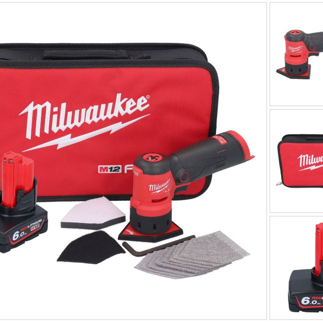 Milwaukee M12 FDSS-601B Ponceuse delta sans fil 12 V 88,8 x 63,5 mm + 1x batterie 6,0 Ah - sans kit chargeur