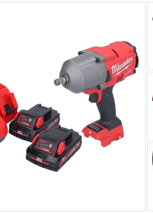 Milwaukee M18 FHIWF12-302 akumulatorowy klucz udarowy 18 V 1356 Nm 1/2" bezszczotkowy + 2x akumulator 3,0 Ah + ładowarka