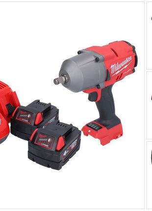 Milwaukee M18 FHIWF12-402 Akumulatorowy klucz udarowy 18 V 1356 Nm 1/2" bezszczotkowy + 2x akumulator 4,0 Ah + ładowarka