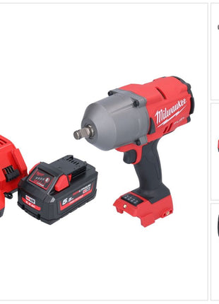 Milwaukee M18 FHIWF12-551 atornillador de impacto inalámbrico 18 V 1356 Nm 1/2" sin escobillas + 1x batería 5,5 Ah + cargador