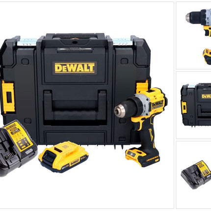 Taladro atornillador inalámbrico DeWalt DCD 800 D1T 18 V 90 Nm sin escobillas + 1x batería 2,0 Ah + cargador + TSTAK