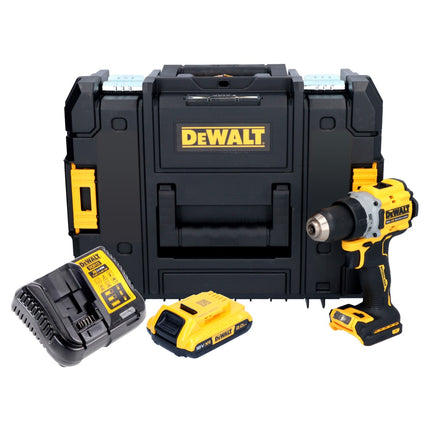 Taladro atornillador inalámbrico DeWalt DCD 800 D1T 18 V 90 Nm sin escobillas + 1x batería 2,0 Ah + cargador + TSTAK