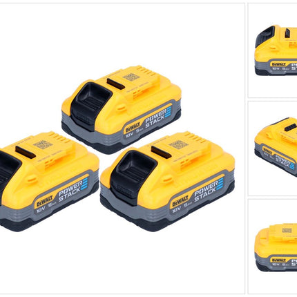 DeWalt DCBP 518 H3 battery set 3x Powerstack battery 18 V 5.0 Ah / 5000 mAh XR Li-Ion - with charge level indicator