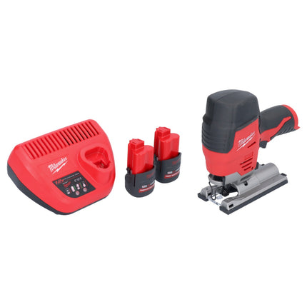 Seghetto alternativo a batteria Milwaukee M12 JS-252 12 V + 2x batteria ricaricabile 2,5 Ah + caricabatterie