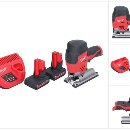 Milwaukee M12 JS-502 cordless jigsaw 12 V + 2x rechargeable battery 5.0 Ah + charger