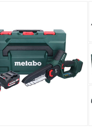 Metabo MS 18 LTX 15 sega da potatura a batteria 18 V 15 cm 5 m/s + 2x batteria 4,0 Ah + caricatore + metaBOX