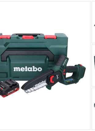 Metabo MS 18 LTX 15 Trononneuse sans fil 18 V 15 cm 5 m/s + 1x accu 4,0 Ah + chargeur + metaBOX