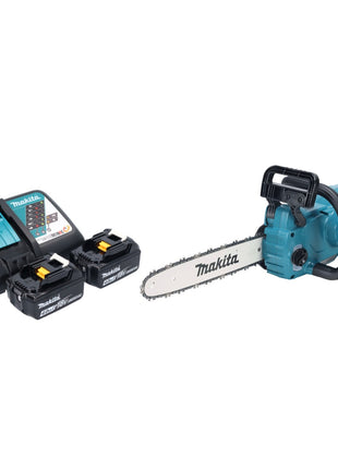 Makita DUC 357 RM2X2 Trononneuse d'elagage sans fil 18 V 35 cm 7,7 m/s Brushless + 2x batterie 4,0 Ah + kit chargeur