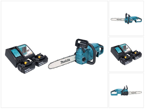 Makita DUC 357 RT2X2 Motosega a batteria 18 V 35 cm 7,7 m/s Brushless + 2x batteria 5,0 Ah + caricabatterie