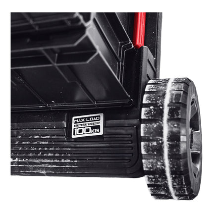 Qbrick System ONE Piattaforma di trasporto impilabile 745 x 510 x 180 mm con ruote girevoli in metallo e freno