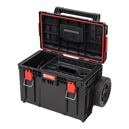 Qbrick System PRIME Carro Carro apilable 590 x 425 x 660 mm 37 l IP66 100 kg de capacidad de carga con doble asa telescópica de aluminio