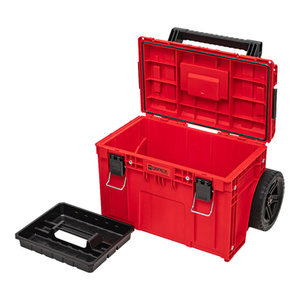 Qbrick System PRIME Cart RED ULTRA HD Custom sztaplowany 590 x 425 x 660 mm 37 l IP66 100 kg nośności z podwójnym teleskopowym uchwytem aluminiowym