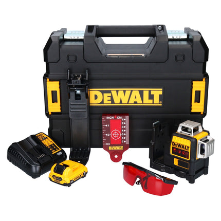 DeWalt DCE 089 D1R batería láser multilínea 12 V 3x 360° rojo + 1x batería 2,0 Ah + cargador + TSTAK