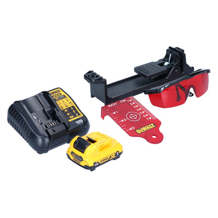 DeWalt DCE 089 D1R batería láser multilínea 12 V 3x 360° rojo + 1x batería 2,0 Ah + cargador + TSTAK