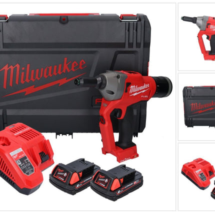 Milwaukee M18 ONEFPRT-202X Akku Blindnietgerät 18 V 20 kN Brushless ( 4933478602 ) + 2x Akku 2,0 Ah + Ladegerät + HD Box