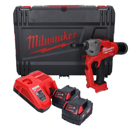 Milwaukee M18 ONEFPRT-502X cordless blind riveter 18 V 20 kN brushless + 2x rechargeable battery 5.0 Ah + charger + HD box