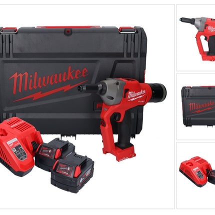 Milwaukee M18 ONEFPRT-602X Akku Blindnietgerät 18 V 20 kN Brushless + 2x Akku 6,0 Ah + Ladegerät + HD Box