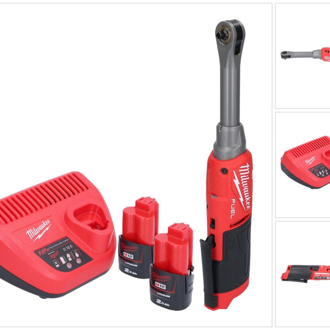 Milwaukee M12 FHIR14LR-202 Llave de carraca de alta velocidad con batería 12 V 47 Nm 1/4" sin escobillas + 2 baterías de 2,0 Ah + cargador