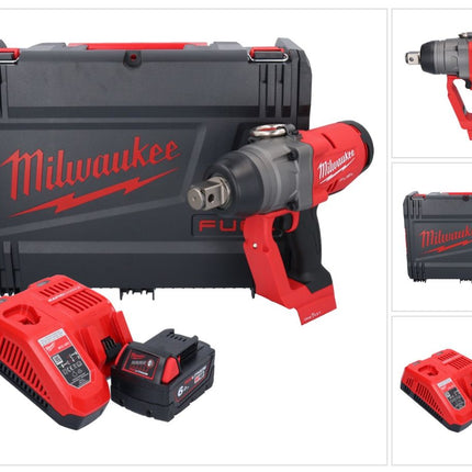 Llave de impacto inalámbrica Milwaukee M18 ONEFHIWF1-601X 18 V 2033 Nm 1″ sin escobillas + 1x batería 6,0 Ah + cargador + caja HD