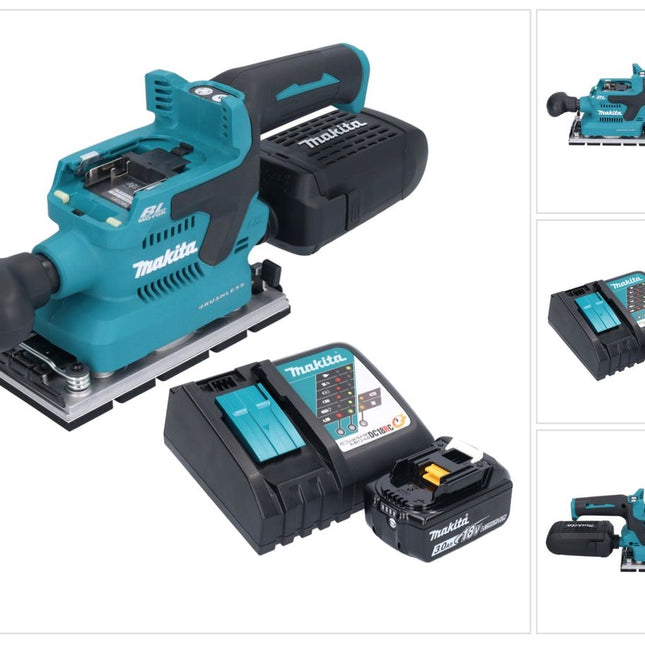 Makita DBO 381 RF1U Akumulatorowa szlifierka oscylacyjna 18 V 93 x 185 mm bezszczotkowa + 1x akumulator 3,0 Ah + ładowarka
