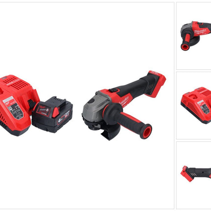 Milwaukee M18 FSAG125X-401 Akumulatorowa szlifierka kątowa 18 V 125 mm bezszczotkowa + 1x akumulator 4,0 Ah + ładowarka