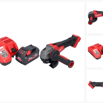 Milwaukee M18 FSAG125X-551 Akumulatorowa szlifierka kątowa 18 V 125 mm bezszczotkowa + 1x akumulator 5,5 Ah + ładowarka