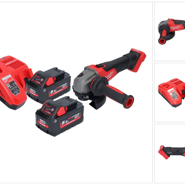 Milwaukee M18 FSAG125X-552 Amoladora angular sin cable 18 V 125 mm sin escobillas + 2x batería 5,5 Ah + cargador
