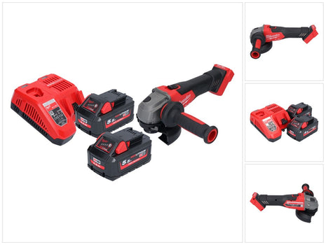 Amoladora angular a batería Milwaukee M18 FSAG125X-552 18 V 125 mm sin escobillas + 2x baterías 5,5 Ah + cargador