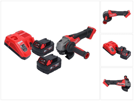 Amoladora angular a batería Milwaukee M18 FSAG125X-602 18 V 125 mm sin escobillas + 2x baterías 6,0 Ah + cargador