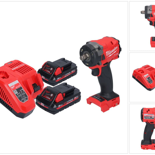 Milwaukee M18 FIW2F12-302 Llave de impacto sin cable 18 V 339 Nm 1/2" sin escobillas + 2x batería recargable 3.0 Ah + cargador
