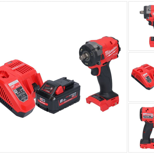 Milwaukee M18 FIW2F12-801 atornillador de impacto inalámbrico 18 V 339 Nm 1/2" sin escobillas + 1x batería 8,0 Ah + cargador
