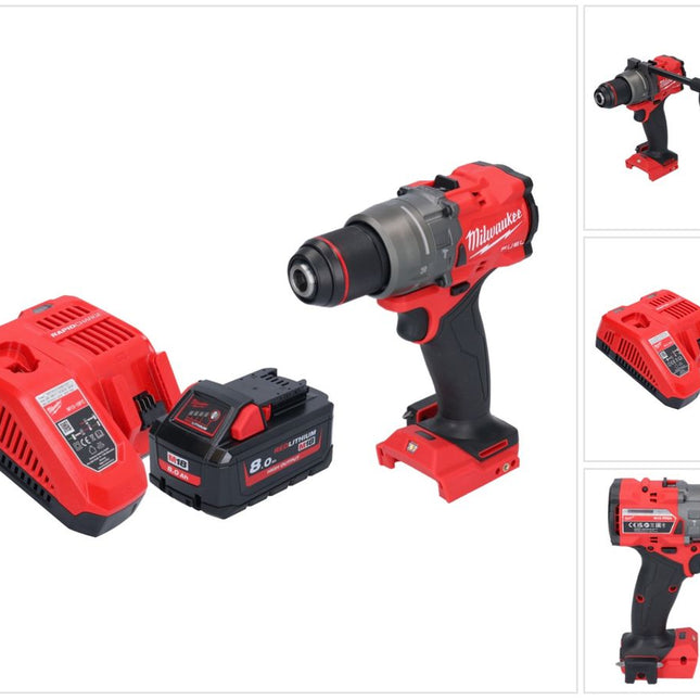 Taladro percutor inalámbrico Milwaukee M18 FPD3-801 18 V 158 Nm sin escobillas + 1x batería 8,0 Ah + cargador