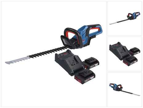 Bosch GHE 18V-60 Cortasetos a batería profesional 18 V 60 cm sin escobillas + 2x batería 2,0 Ah + cargador