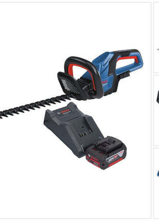 Bosch GHE 18V-60 Tagliasiepi professionale a batteria 18 V 60 cm senza spazzole + 1x batteria 4,0 Ah + caricabatterie