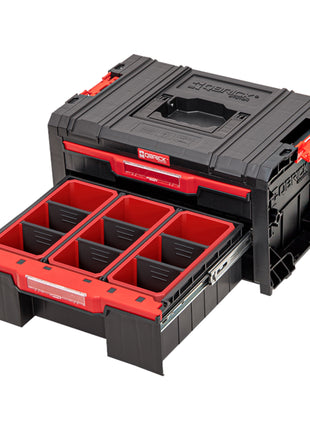 Qbrick System PRO Drawer 2 Toolbox 2.0 Expert z możliwością sztaplowania 450 x 310 x 244 mm 4,5 l 9,5 l IP54 z dwiema szufladami 10 wkładów i 6 przegródek