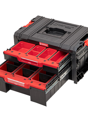 Qbrick System PRO Drawer 2 Toolbox 2.0 Expert z możliwością sztaplowania 450 x 310 x 244 mm 4,5 l 9,5 l IP54 z dwiema szufladami 10 wkładów i 6 przegródek