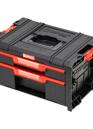 Qbrick System PRO Drawer 2 Toolbox 2.0 Expert z możliwością sztaplowania 450 x 310 x 244 mm 4,5 l 9,5 l IP54 z dwiema szufladami 10 wkładów i 6 przegródek