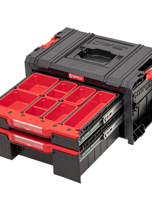 Qbrick System PRO Drawer 2 Toolbox 2.0 Expert stapelbar 450 x 310 x 244 mm 4,5 l 9,5 l IP54 mit zwei Schubläden 10 Inlays und 6 Trennwänden