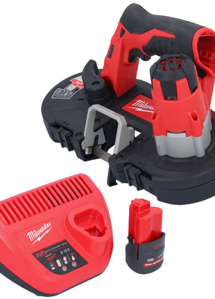 Scie à ruban à batterie Milwaukee M12 BS-251 12 V 41 x 41 mm + 1x batterie 2,5 Ah + chargeur