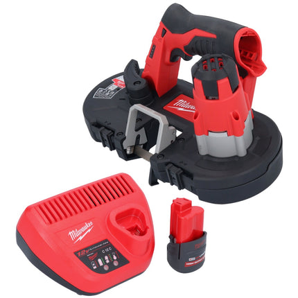 Sierra de cinta a batería Milwaukee M12 BS-251 12 V 41 x 41 mm + 1x batería 2,5 Ah + cargador