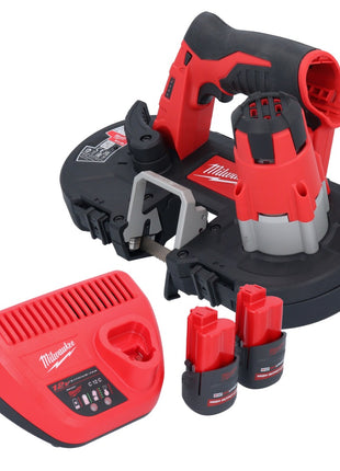 Scie à ruban à batterie Milwaukee M12 BS-252 12 V 41 x 41 mm + 2x batteries 2,5 Ah + chargeur